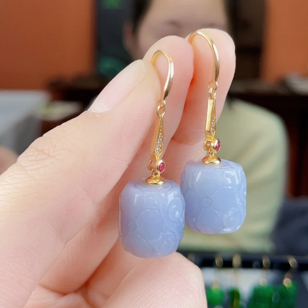 翡翠银S925镶嵌耳饰