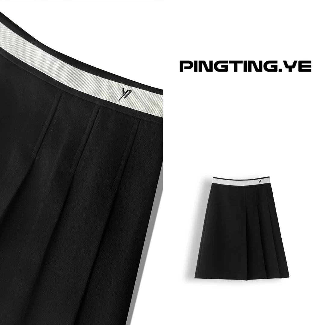 PINGTING.YE法式简约学院风减龄休闲百褶半身裙PT3191