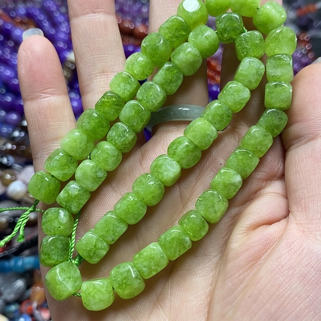 玛瑙/玉髓未镶嵌珠宝半成品青缇方糖一条卡8mm