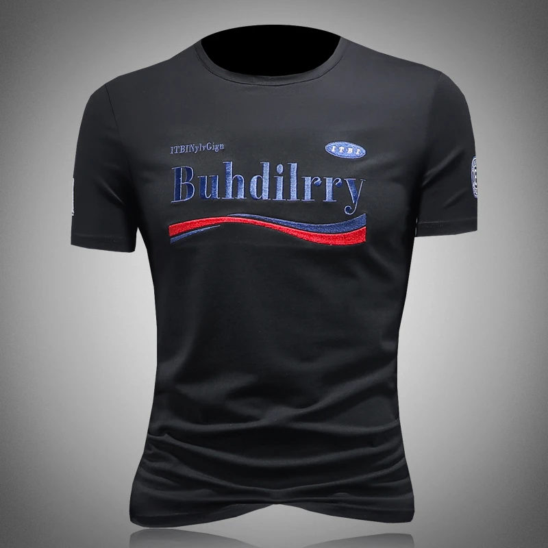 希敦纽勒潮牌设计感字母刺绣短袖T恤男士简约百搭夏季潮流半袖t