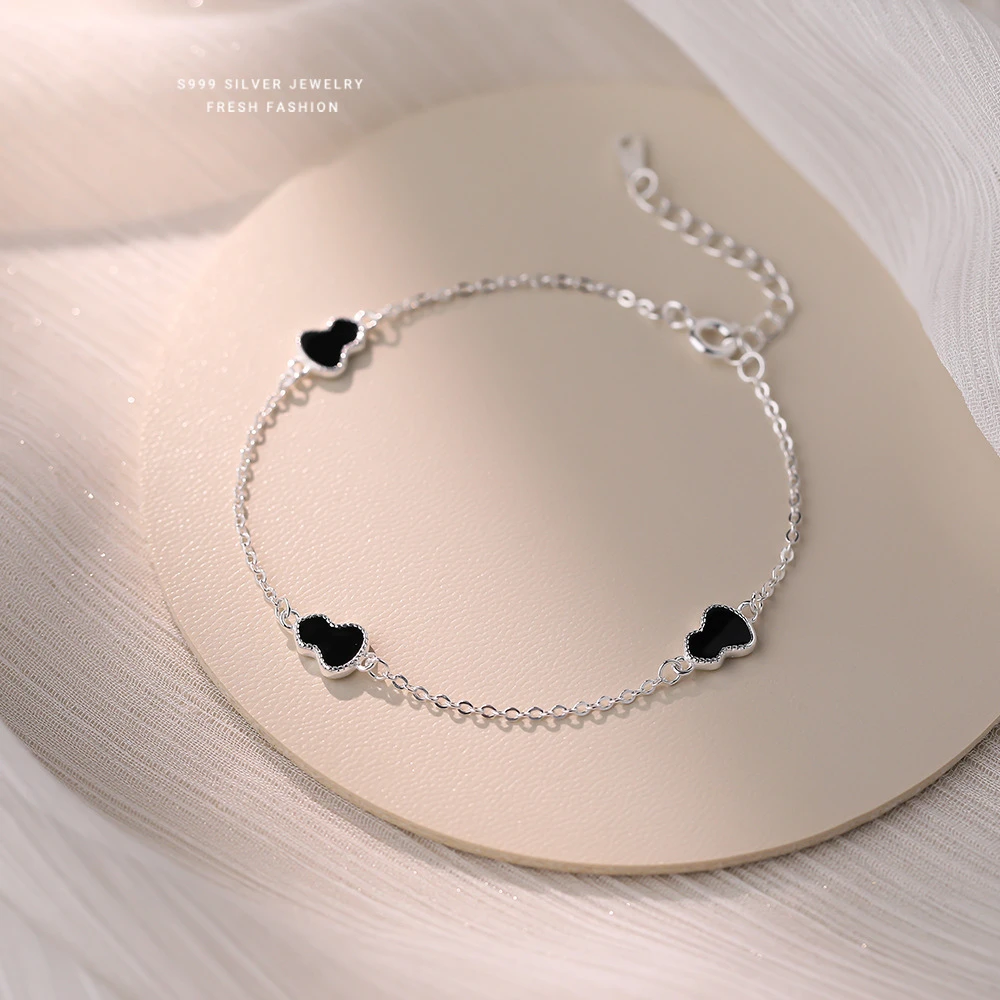 足银手链 黑色葫芦999纯银手链女2025新款爆款ins高级感夏天学生