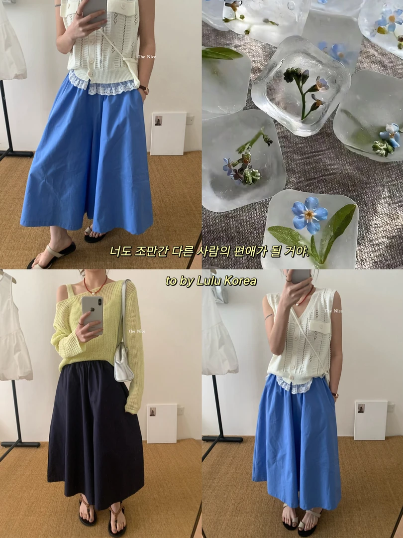 （雪球裤！不是裙子）夏上新!纯色简约甜美阔腿弹力腰百搭裙裤3192