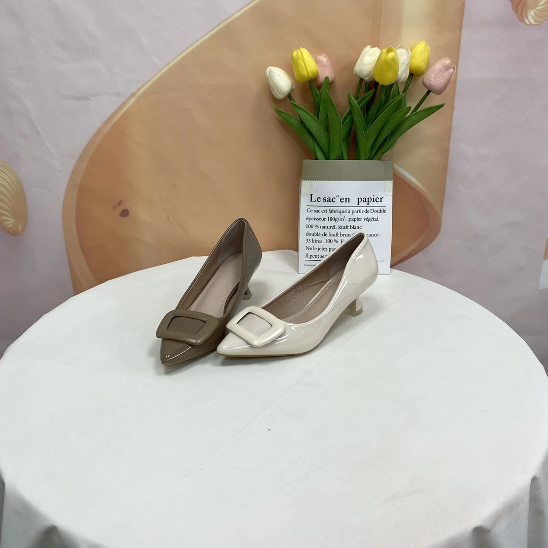 3852-2春秋新款时尚气质百搭细跟尖头单鞋F