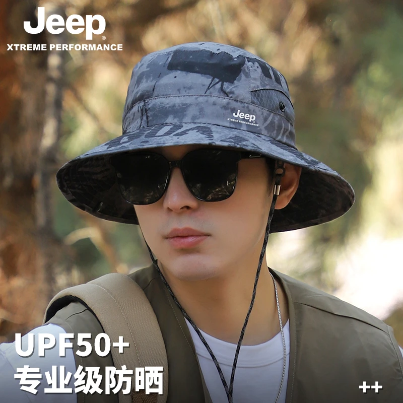 jeep吉普帽子男士遮阳渔夫帽户外登山凉爽夏季太阳防晒遮阳帽
