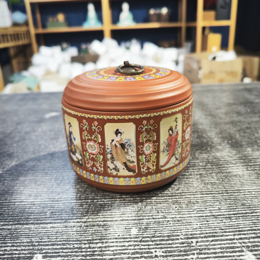 四大美女紫砂茶叶罐