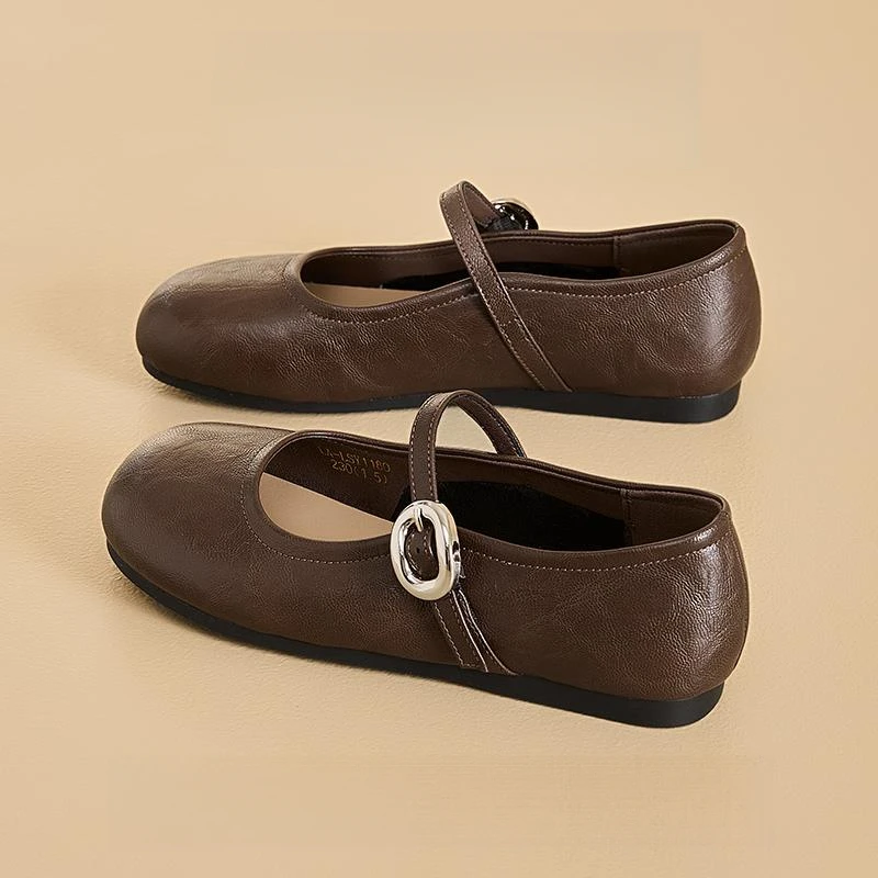 苏苏严选复古圆头玛丽珍鞋女2025夏季新款浅口一字扣带单鞋配裙鞋