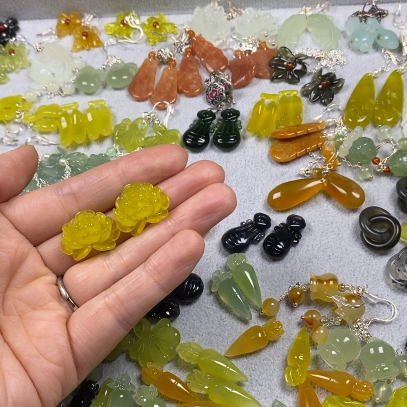 【闪购商品】蛇纹石玉挂件耳饰耳环项链未镶嵌