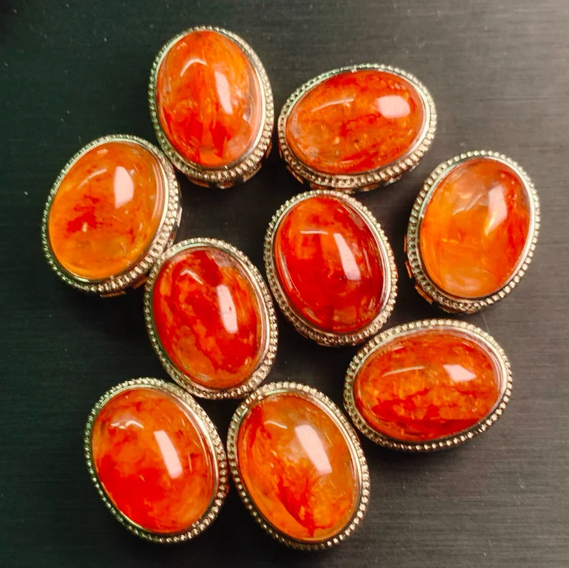 天然锦鲤红黄胶花水晶手链魔盒散珠diy百搭饰品配件
