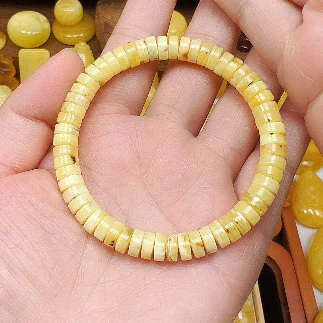 蜜蜡未镶嵌珠宝奇石蜜蜡单圈直切珠7.6m m