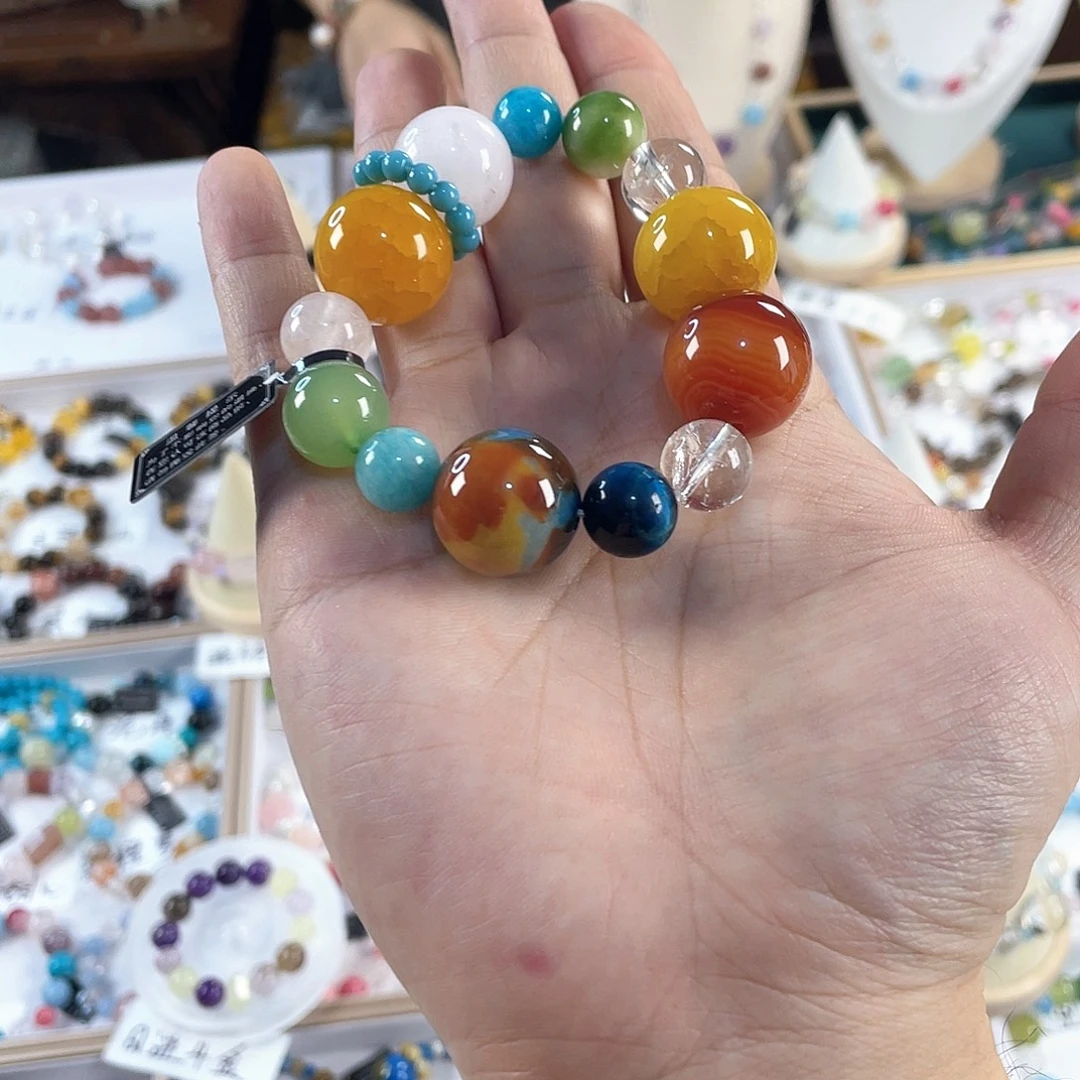 水晶手链银S925镀金镶嵌