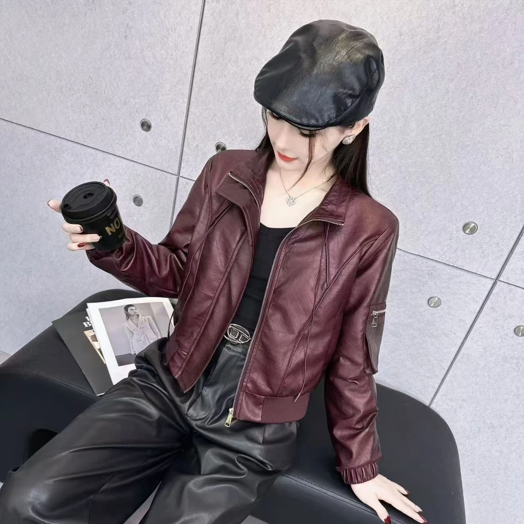 时尚休闲气质仿皮质外套907【衣长50】