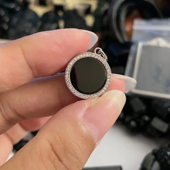 颈饰银S925镶嵌翡翠墨翠