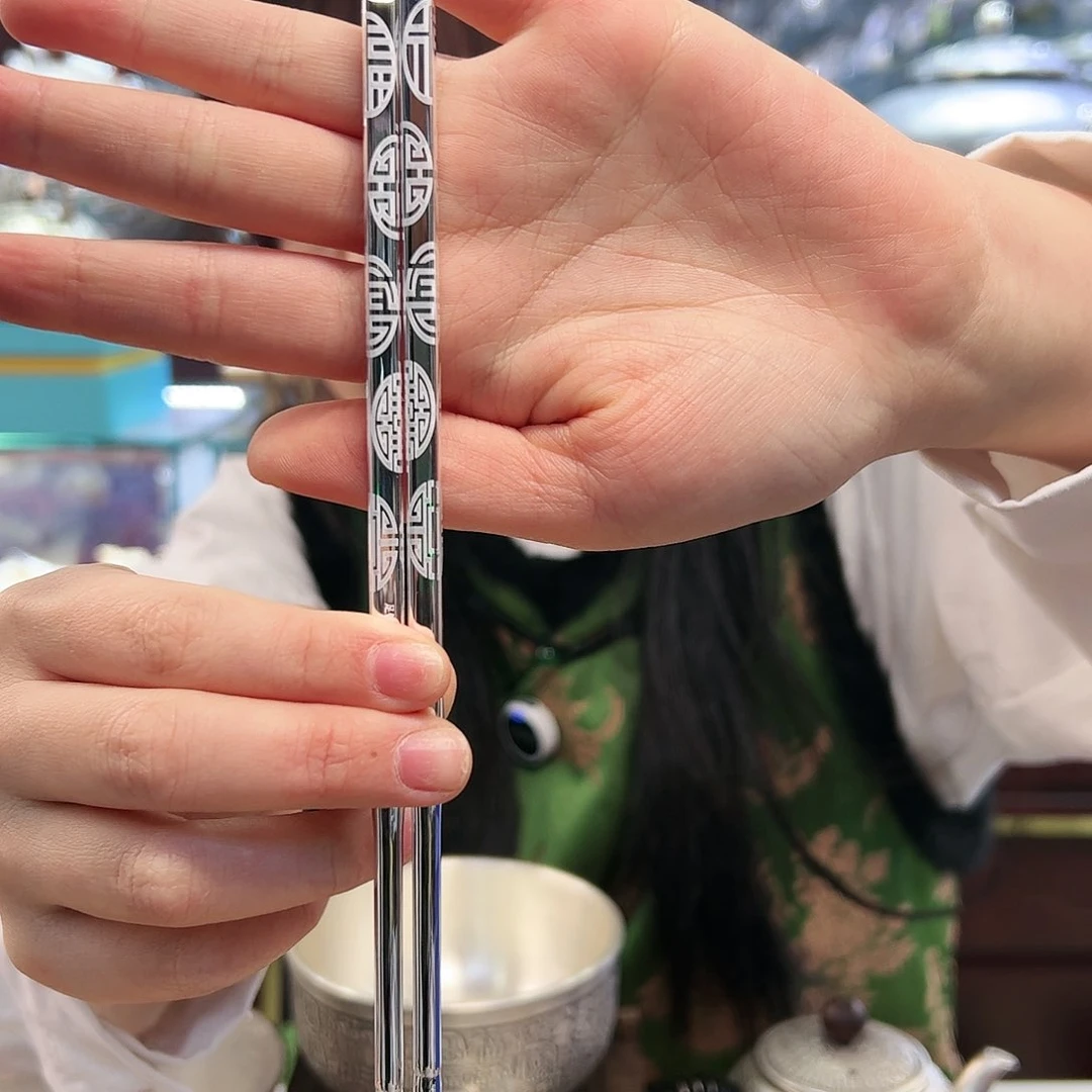 砖雕高手工银筷约32g双喜福