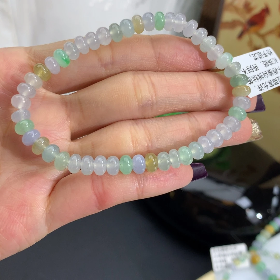 翡翠未镶嵌手串卡5.8冰胶多宝鼓珠手串