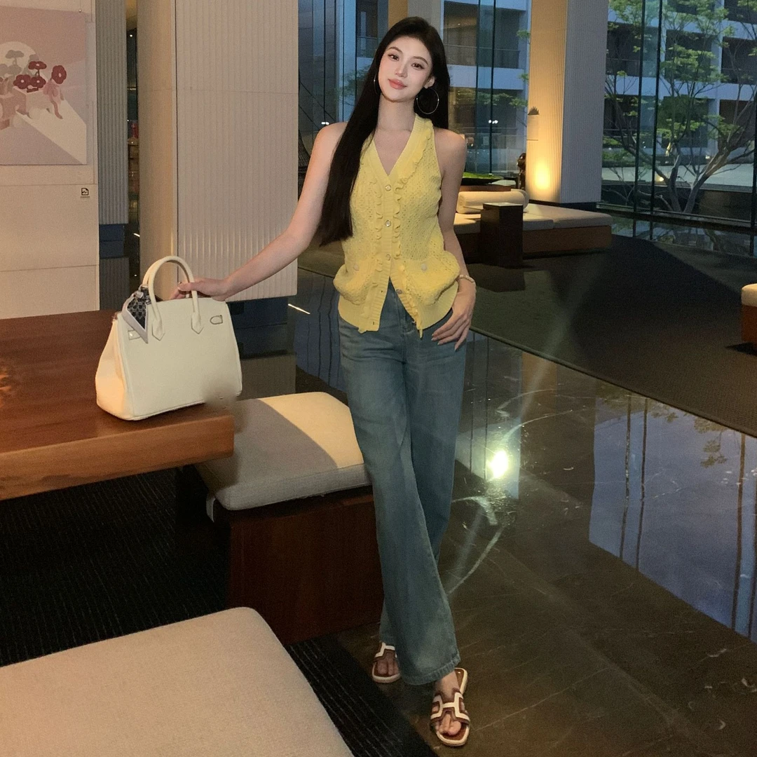 Maven Lin【牛仔很忙】 高腰阔腿牛仔裤女薄款透气垂感直筒休闲长裤