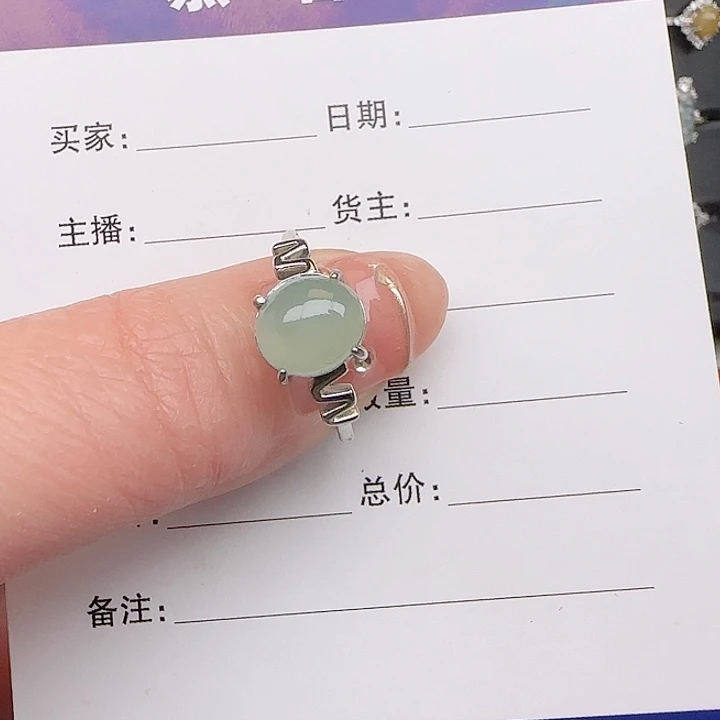 翡翠戒指银S925镶嵌缅甸a货翡翠戒指s925银镶