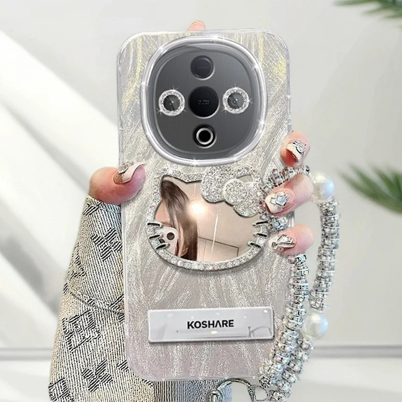 自带镜头膜VIVOY300手机壳V2435A软壳y300镶钻kt猫镜子羽纱保护套