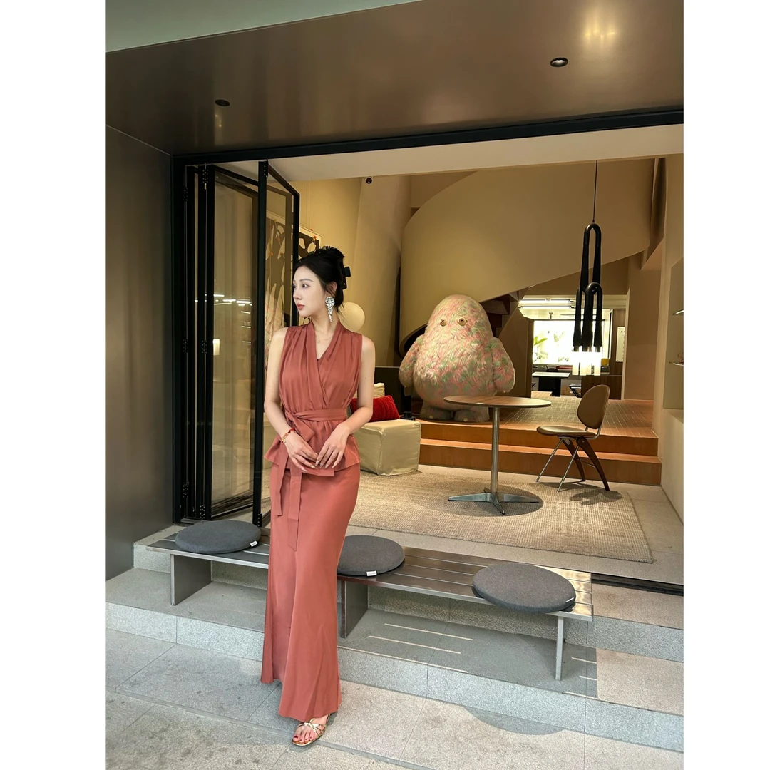 ｛三免一清仓福利｝【沉香】超美气质显瘦氛围感半裙套装