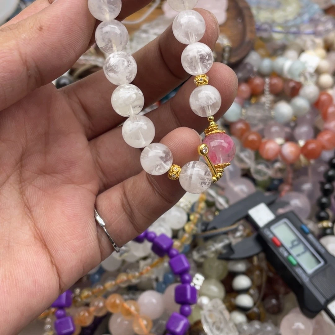 银S925镶嵌手链烟晶