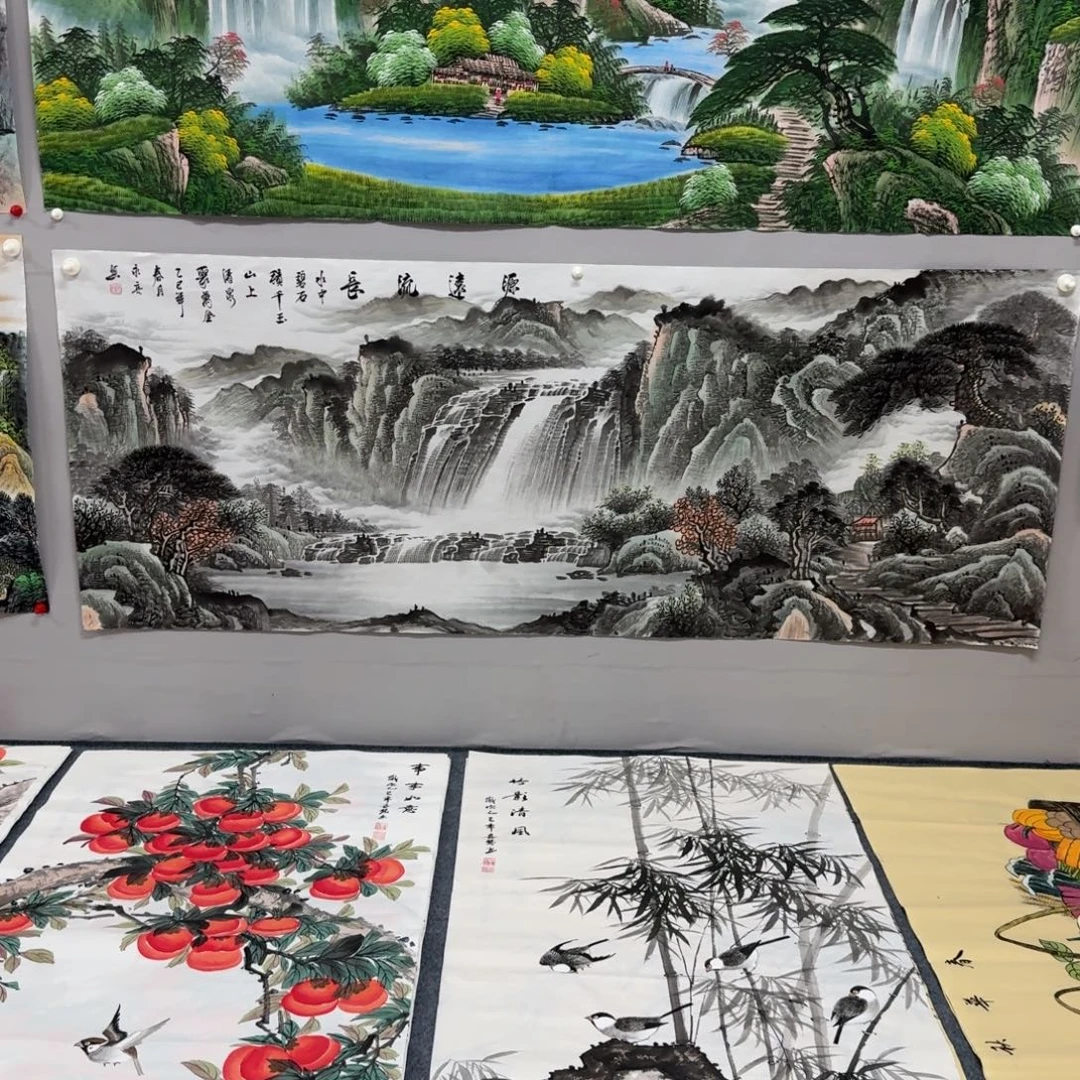 大***滨国画尺寸70X180纯手绘作品