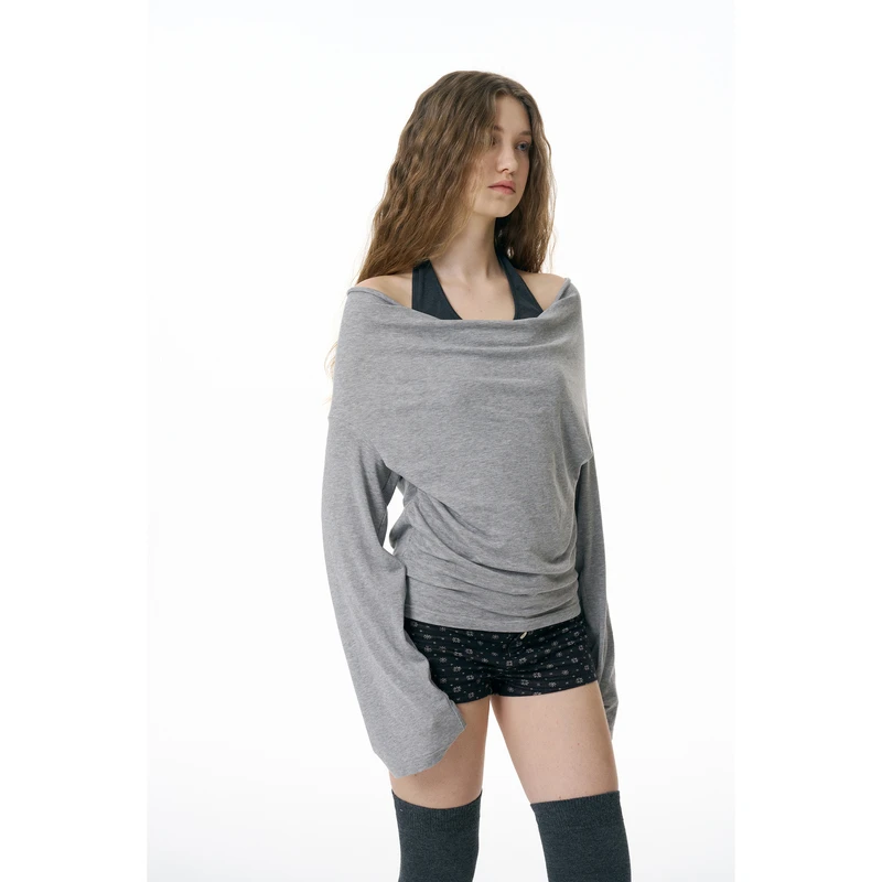 SEEKSIMPLE 浪漫绮想 假两件荡领T恤D0804