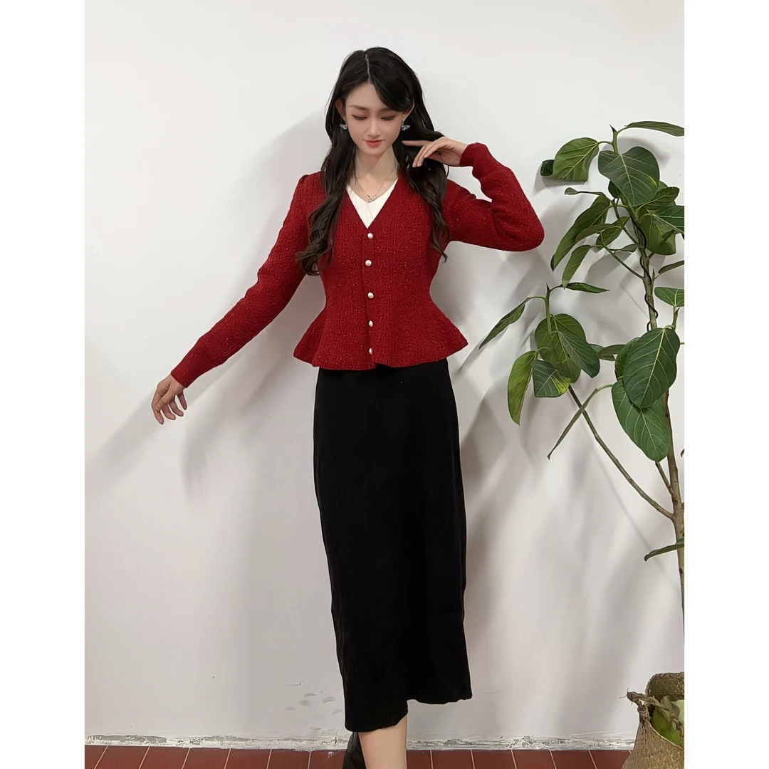 IEF/爱依服2025冬春新款法式时尚女人味气质百搭高级感毛织裙上衣