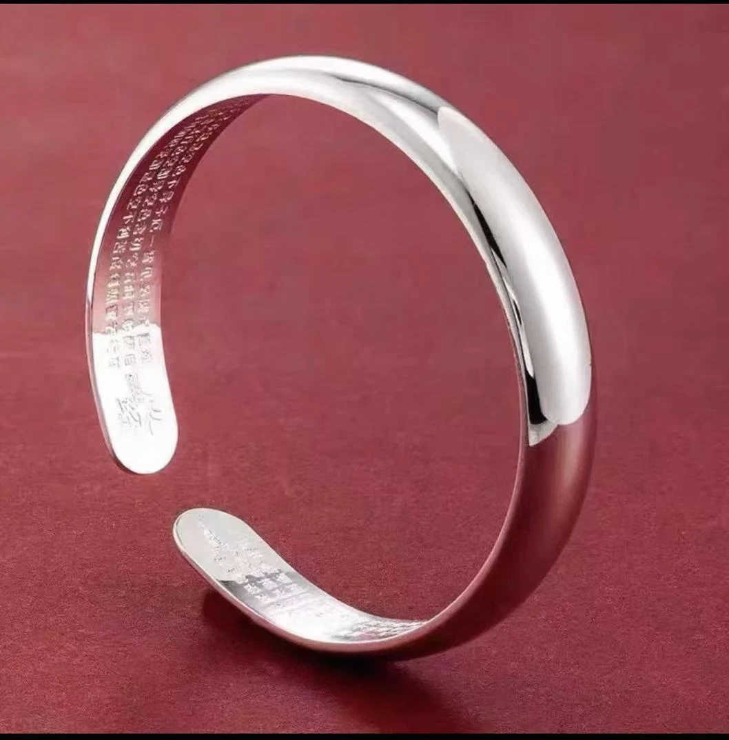 002 光面实心开口心经镯 精美时尚气质妈妈镯 无礼盒