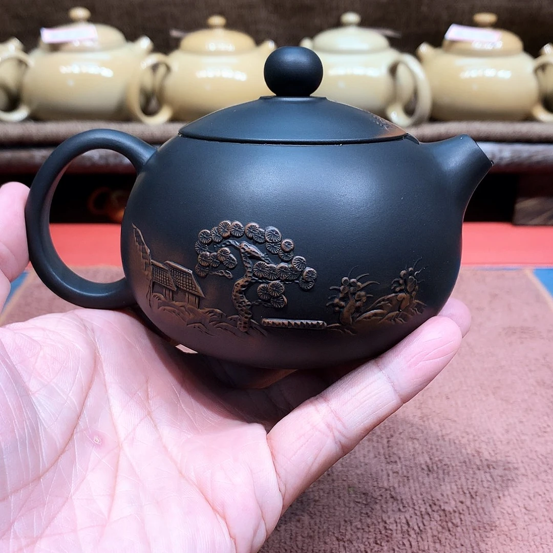 泥塑徐**?放漏堆雕山水西施壶260毫升