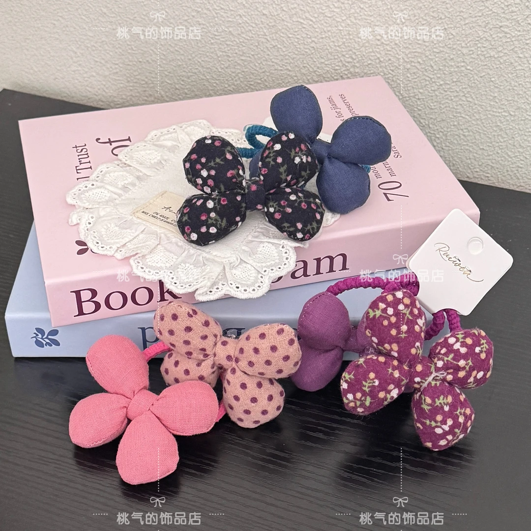 儿童新款花朵发圈女童高弹力不伤发碎花发绳小女孩耐用扎头发头饰