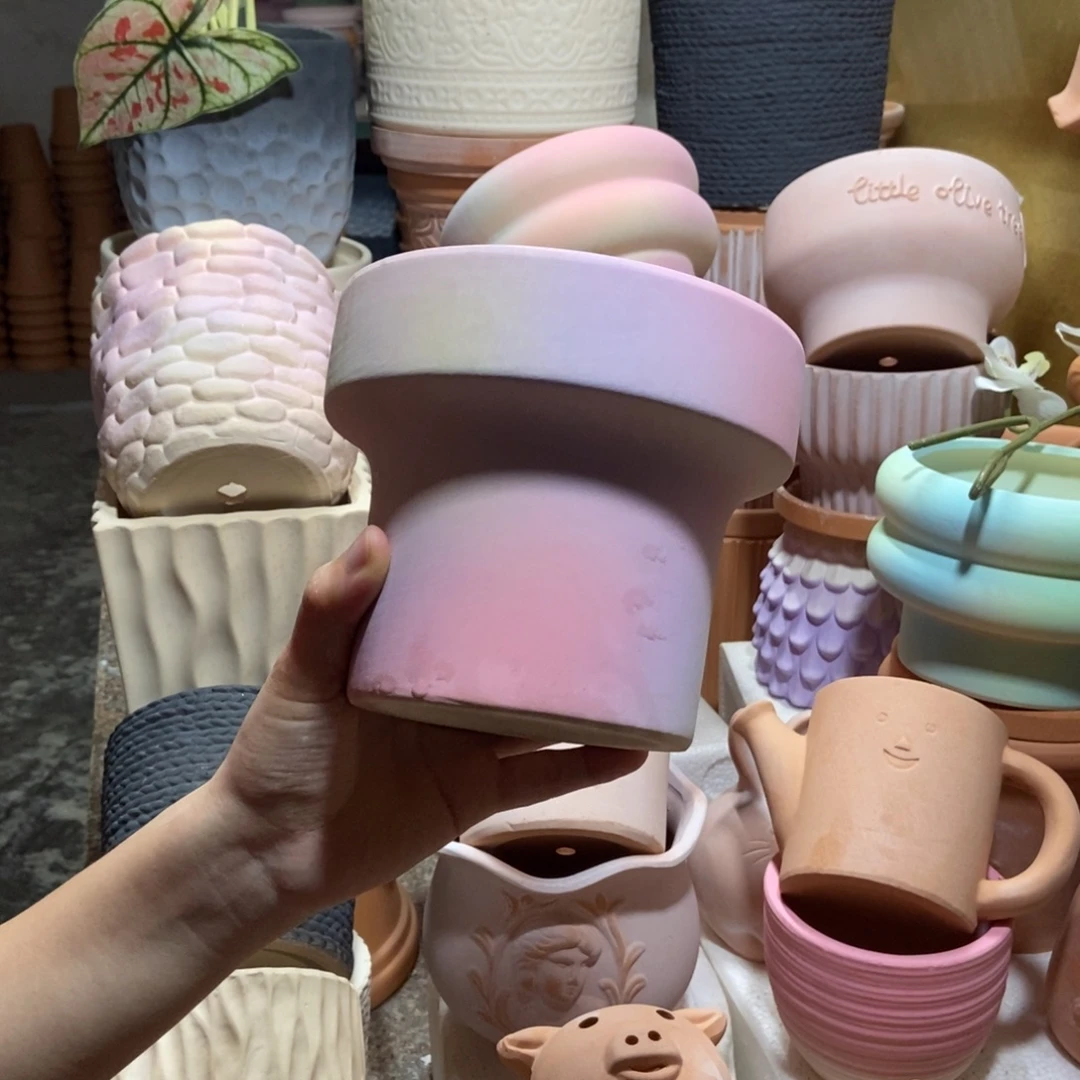 15×13炫彩束腰盆 粗陶1个