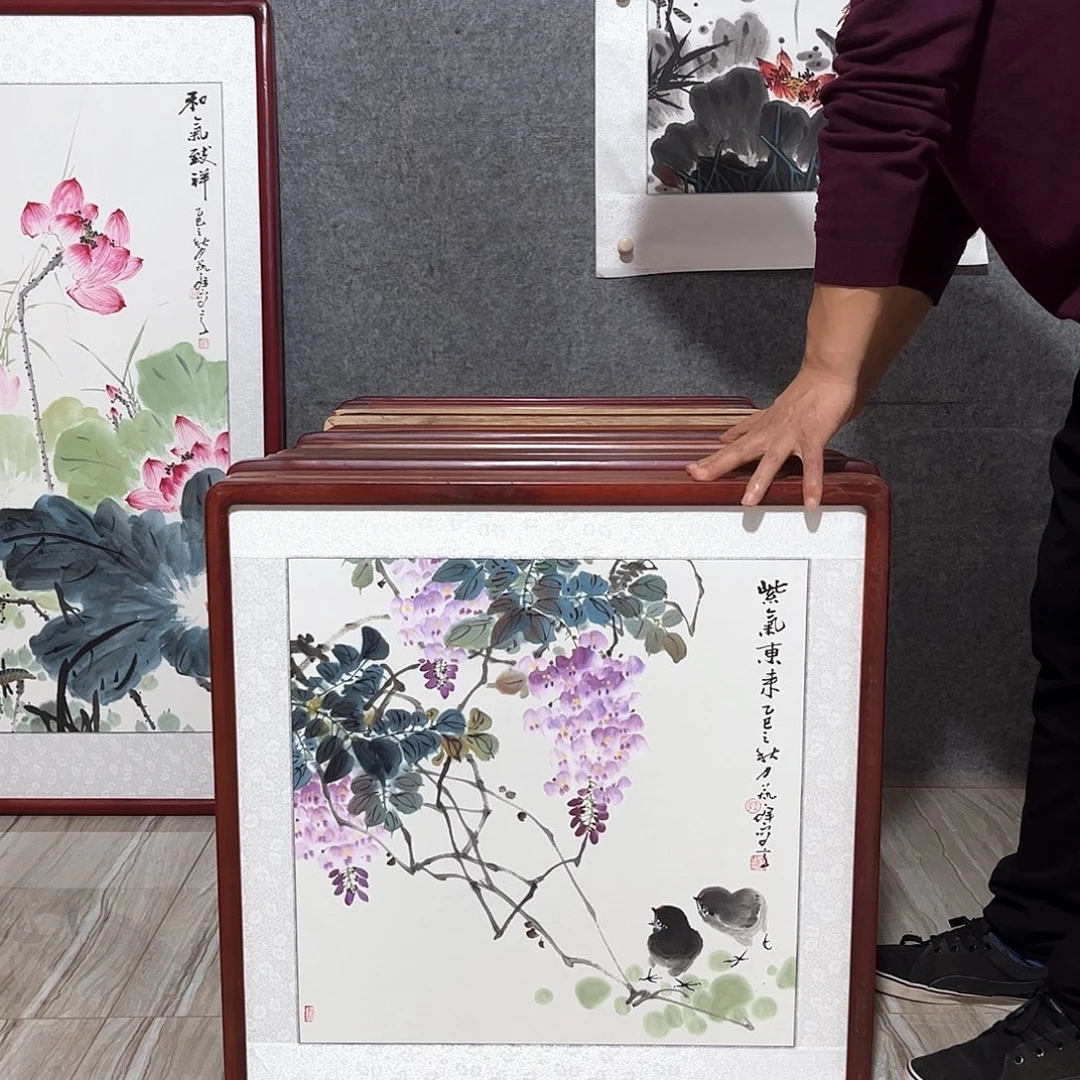 国画书画作品带框63×63