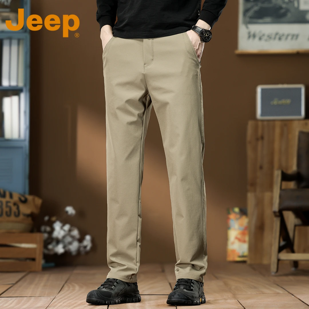 JEEP吉普美式高级休闲裤男士2025秋冬季新款垂感大码加厚保暖长裤