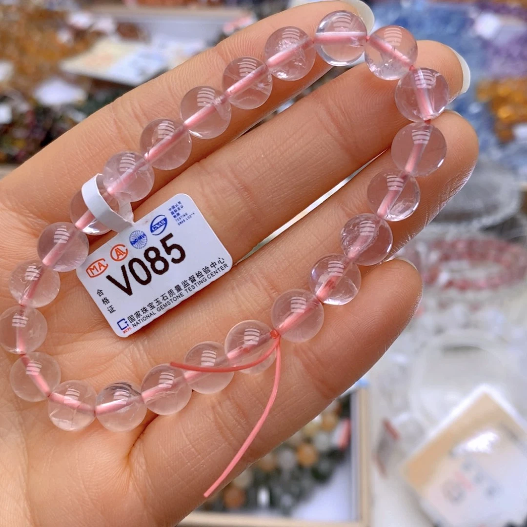 水晶手链未镶嵌粉阿塞8mm v085