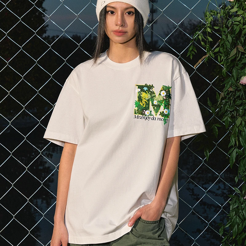 MEDM25SS立体苔藓小花藤曼短袖T恤男美式复古半袖夏季休闲体恤女