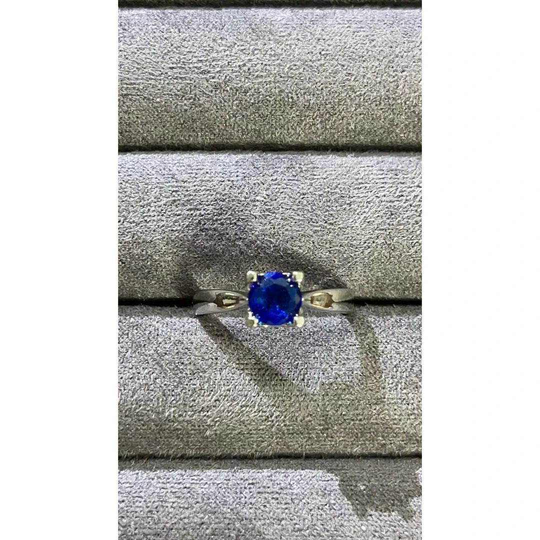 福玺甄选蓝圆白戒指6628