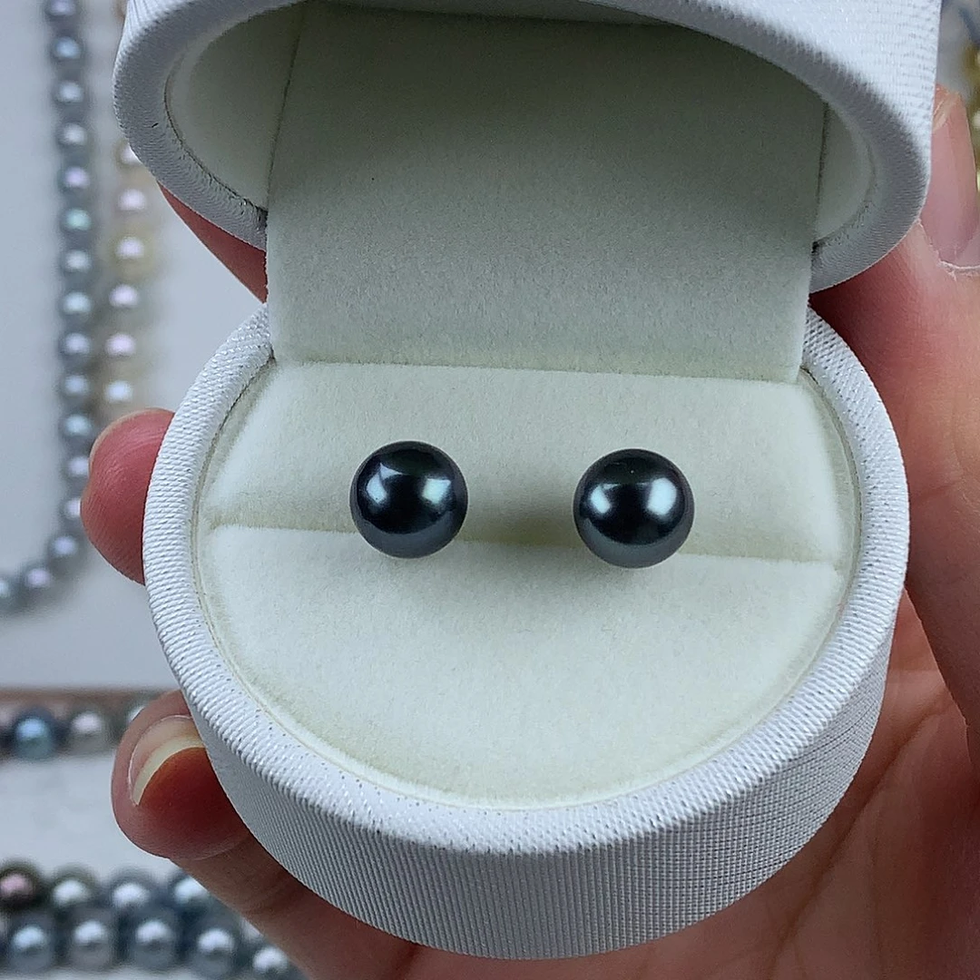 耳钉海水珍珠18K金镶嵌