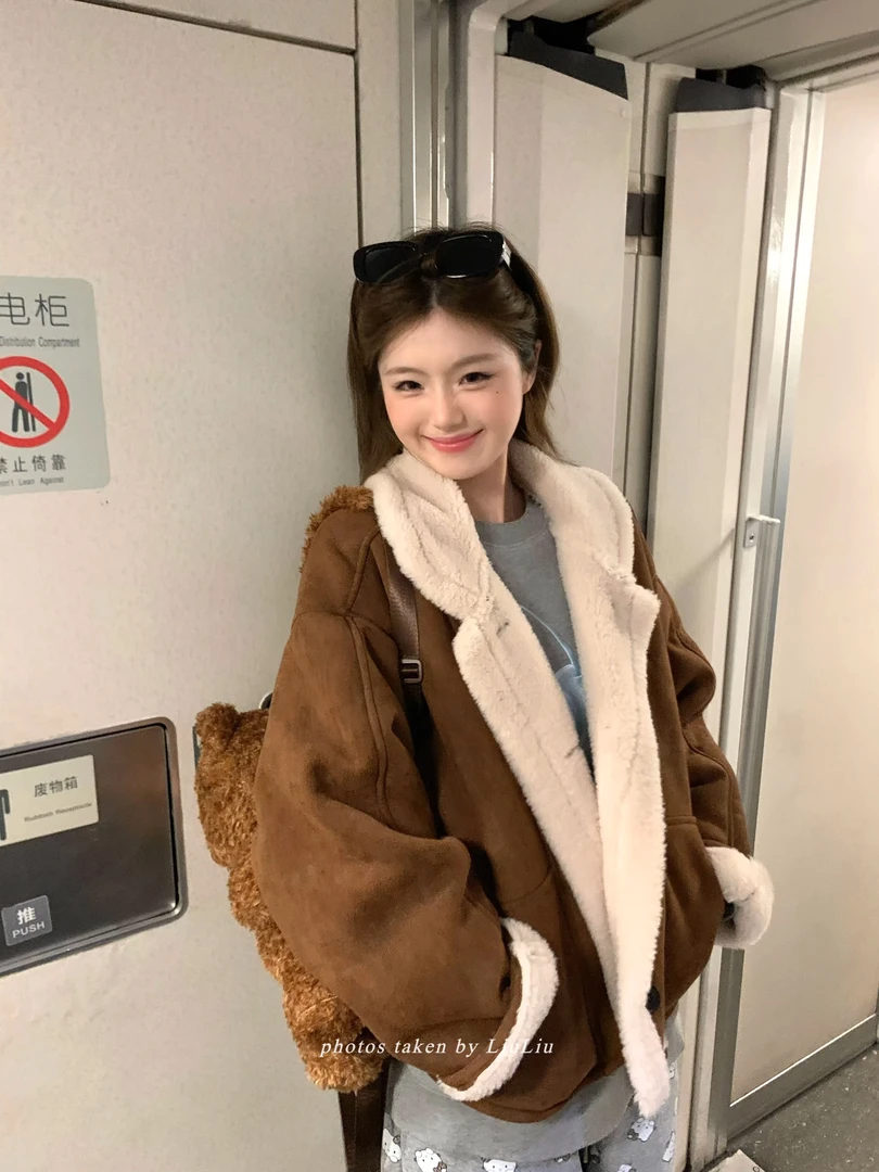 赵露思“许妍 许我耀眼”同款羊羔毛外套韩版环保仿皮草外套女