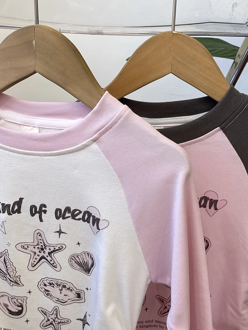 66050女童秋季新款字母印花收腰韩版洋气长袖T恤打底衫