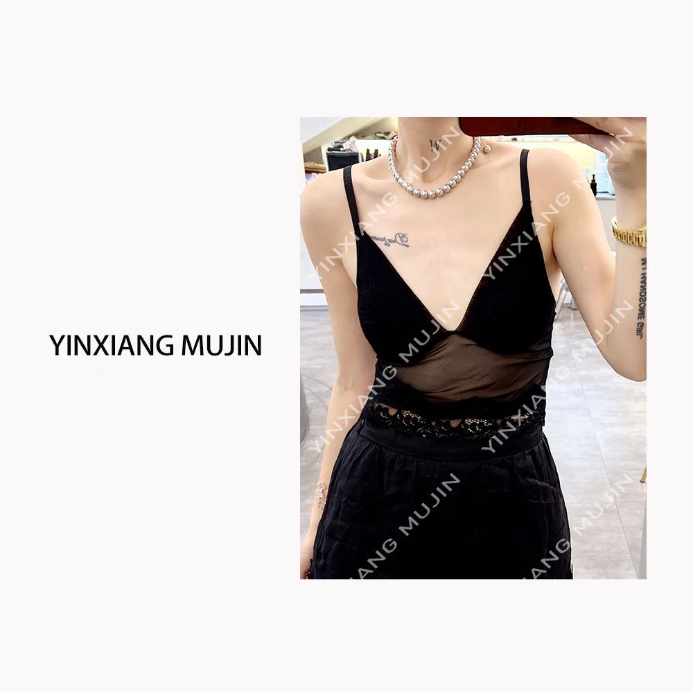 【YINXIANGMUJIN】深V美背 胸垫可脱卸时尚性感吊带女士小众辣妹