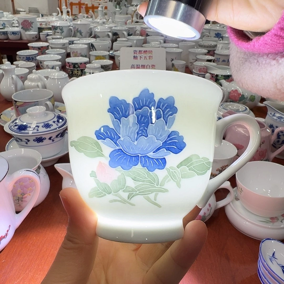 醴陵瓷直播供货基地手绘咖啡杯