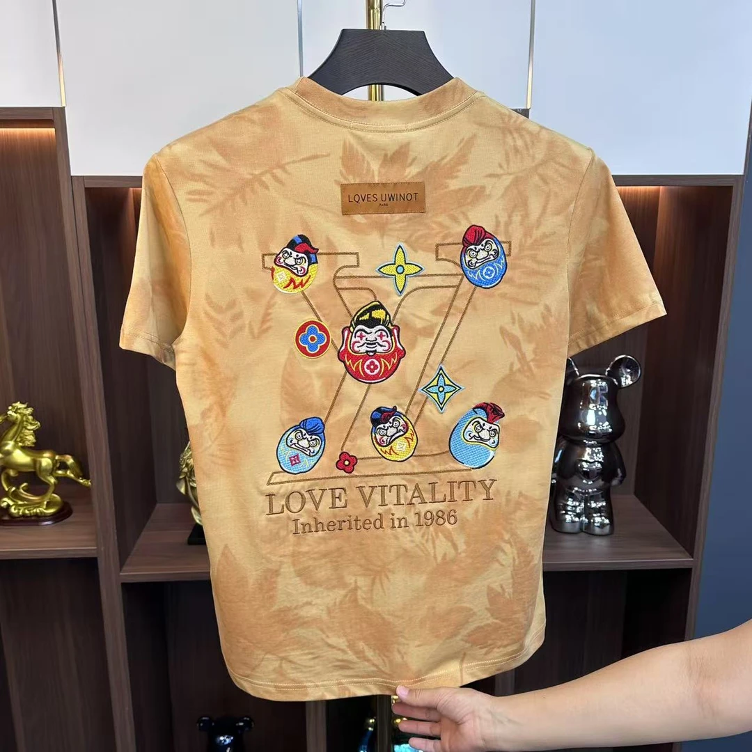 BW-常规刺绣短袖常规款圆领夏季T恤男装休闲潮流印花 K-269