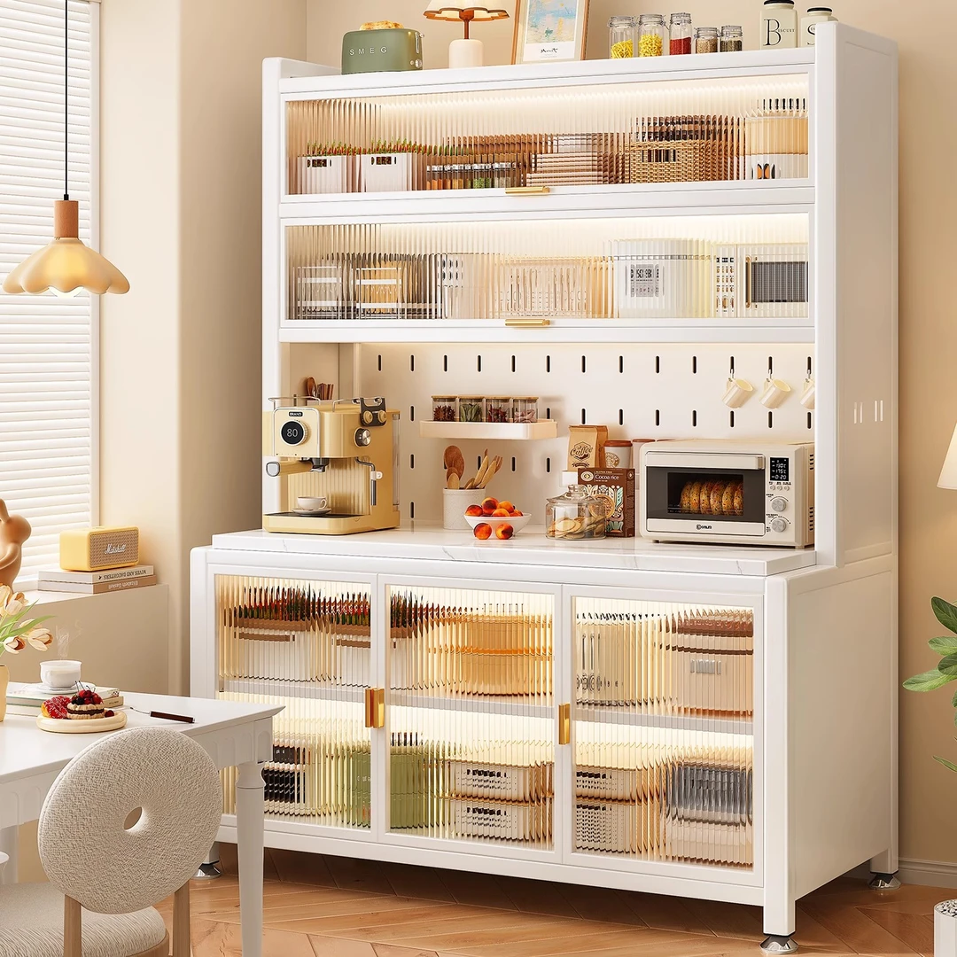 厨房岩板餐边柜多层切菜桌操作台多功能微波炉收纳柜家用储物柜