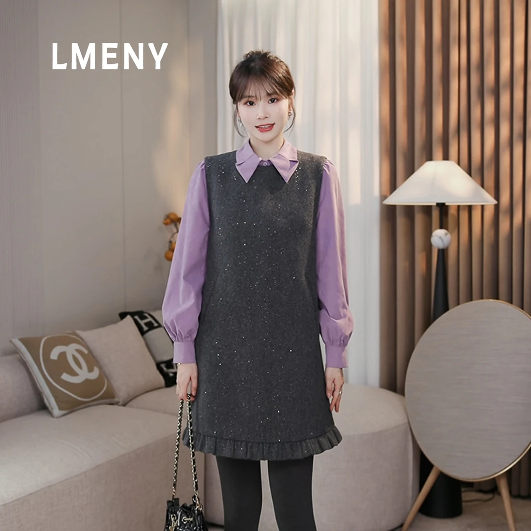 LMENY“星光裙”羊毛背心裙女2025秋冬新款小香风圆领连衣裙25DQ017
