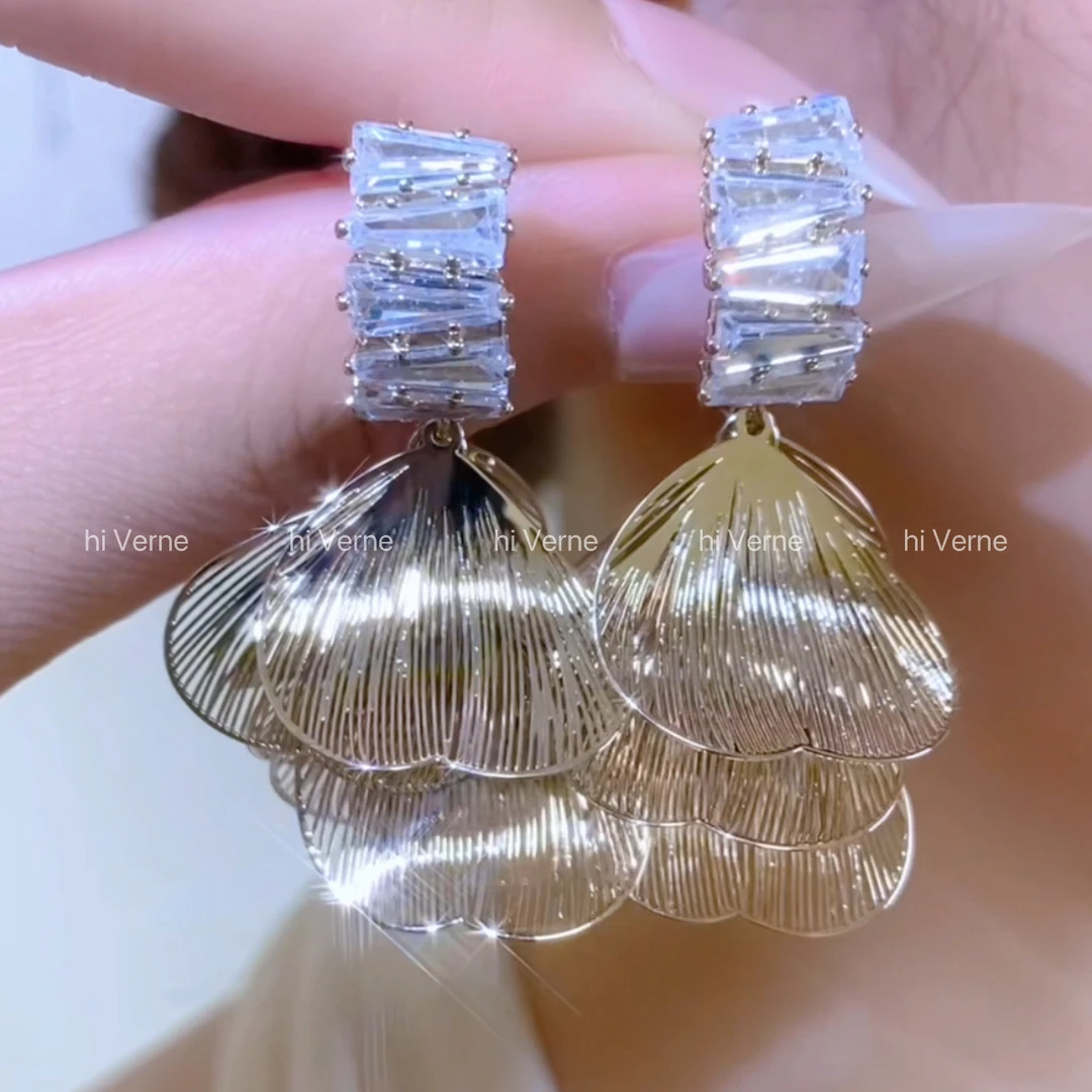 铜合金合成锆石耳饰 法式轻奢高级感气质大气2025爆款夸张耳饰