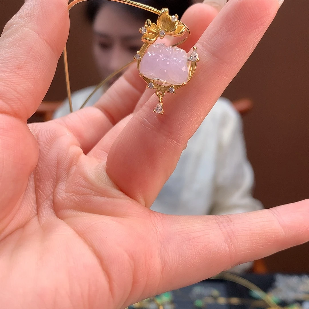 翡翠银S925镶嵌耳饰吊坠