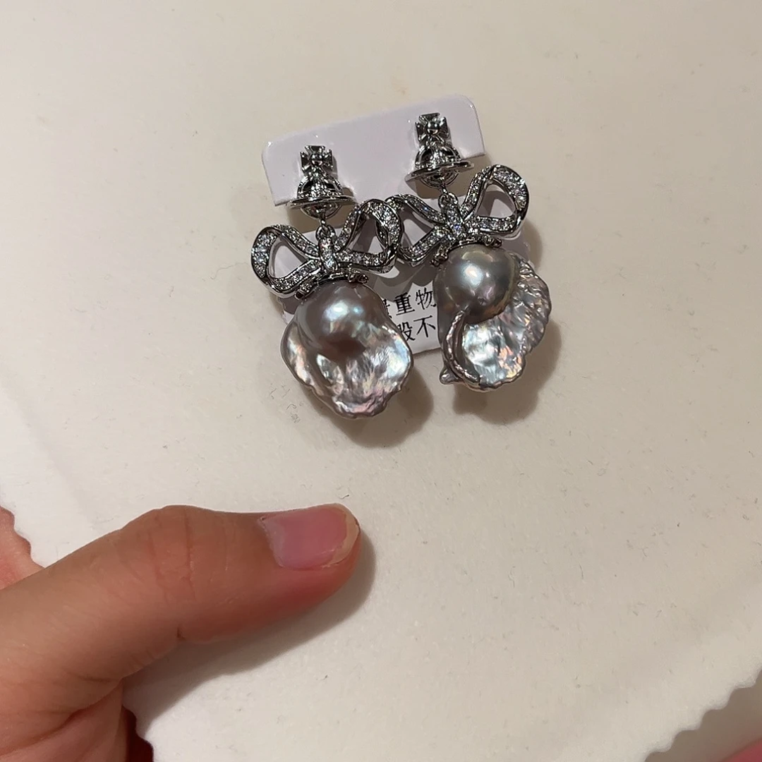 合金淡水珍珠耳饰