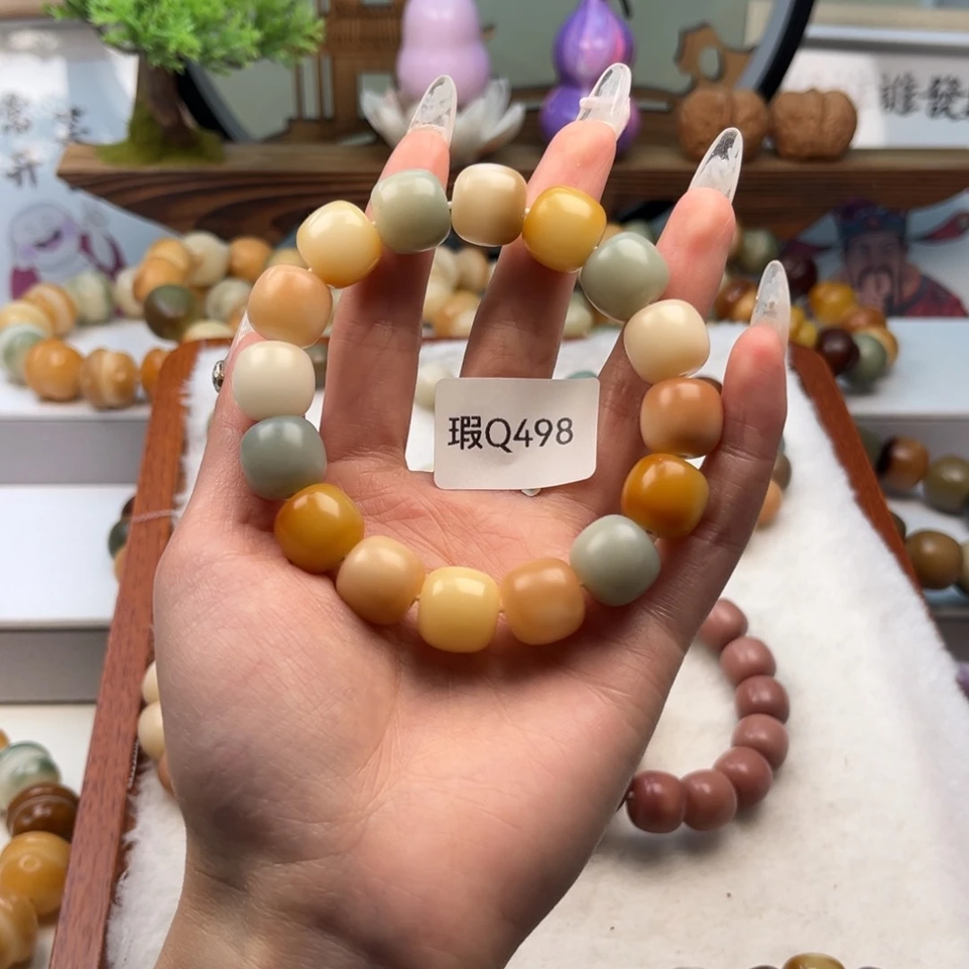 菩提根/象牙果手串文*13mm瑕桶珠一串q498