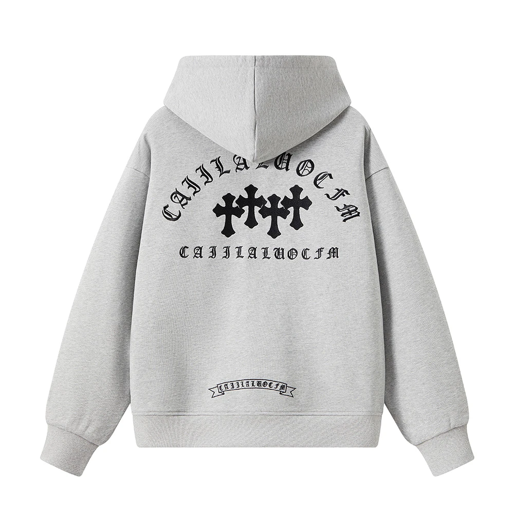 十字克罗心哥特风连帽卫衣开衫秋冬学生连帽休闲美式字母情侣潮流