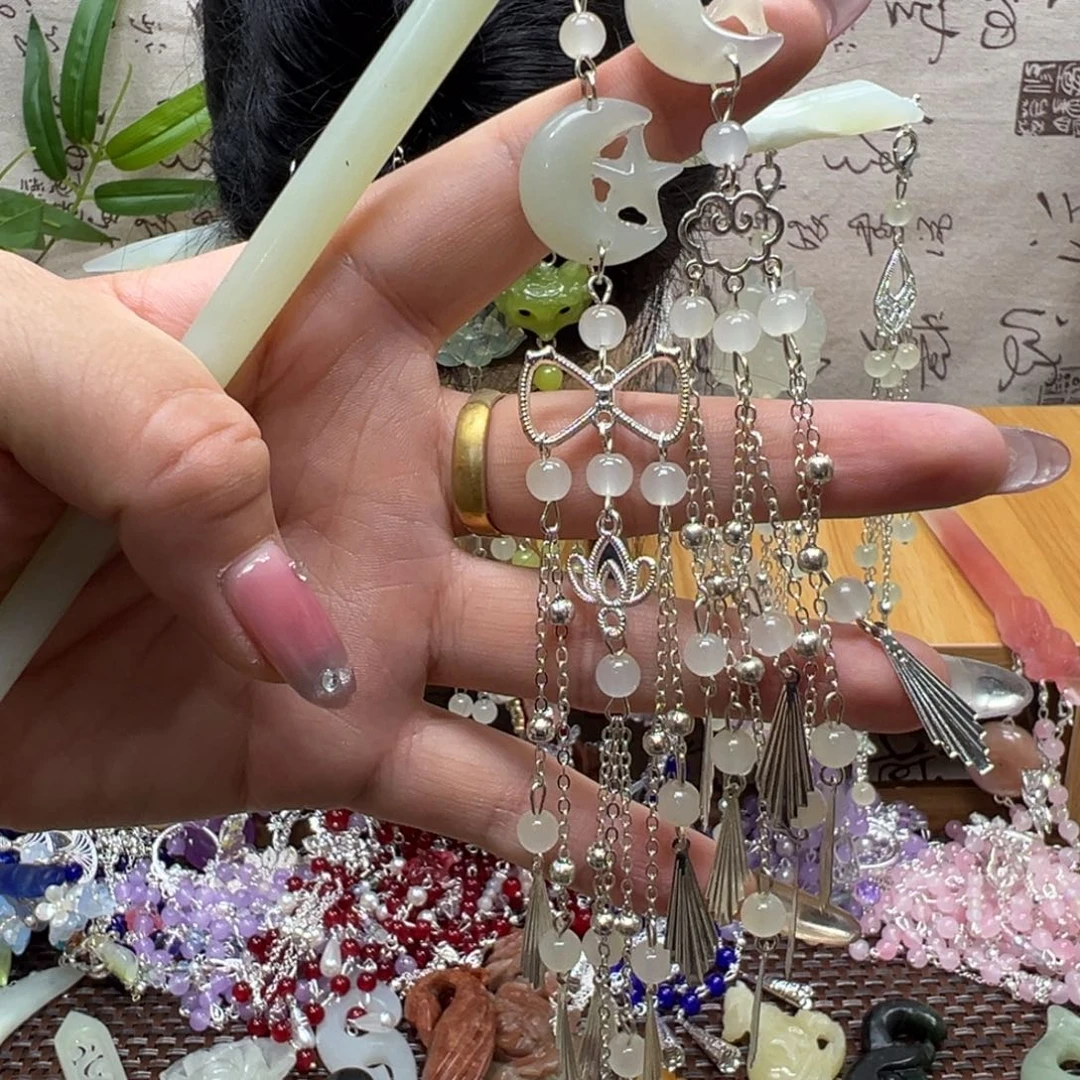 蛇纹石玉合金发饰