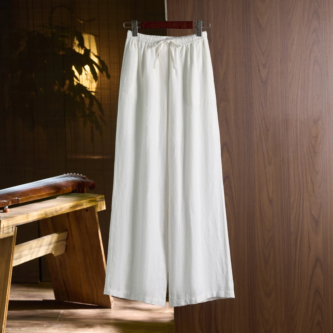 【吉岚严选】高端夏季薄款垂感显瘦直筒亚麻裤25108